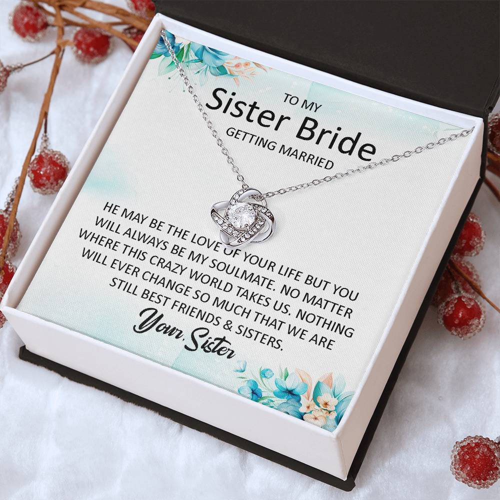 To My Sister Bride Necklace – Wedding Gift With Message Card