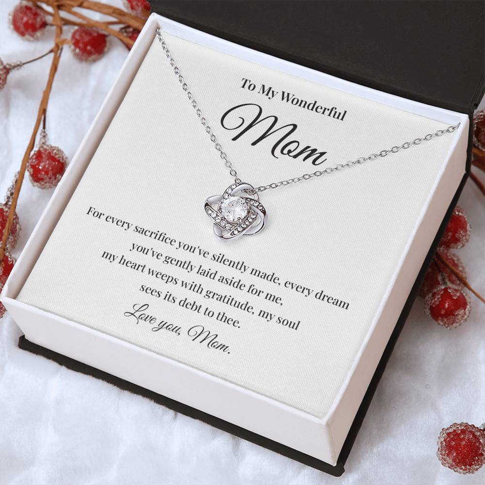Necklace Gift for Wonderful Mom With Love Knot Pendant
