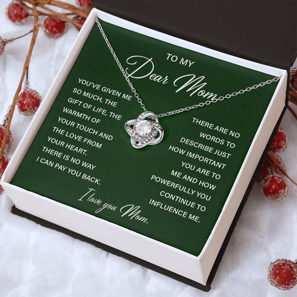 I Love You Mom Necklace with Emotional Gift Note