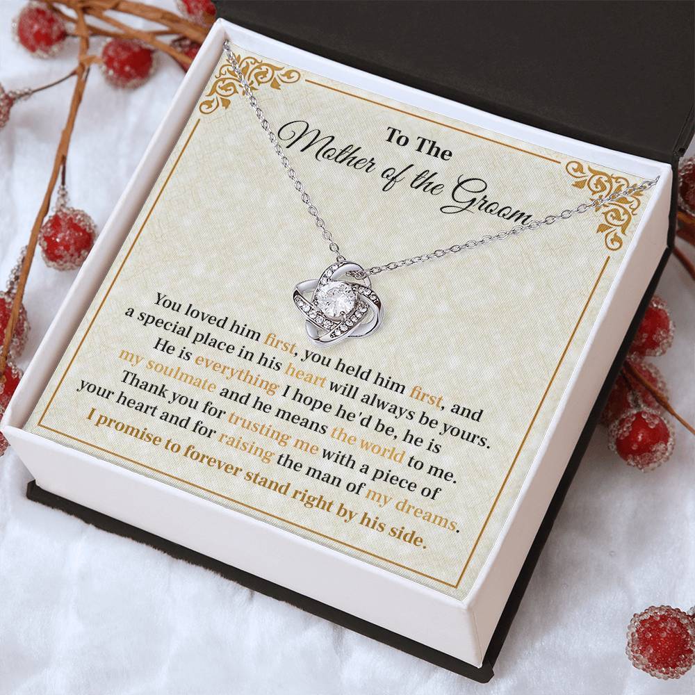 Groom’s Mom Necklace Gift from Bride with Message Card