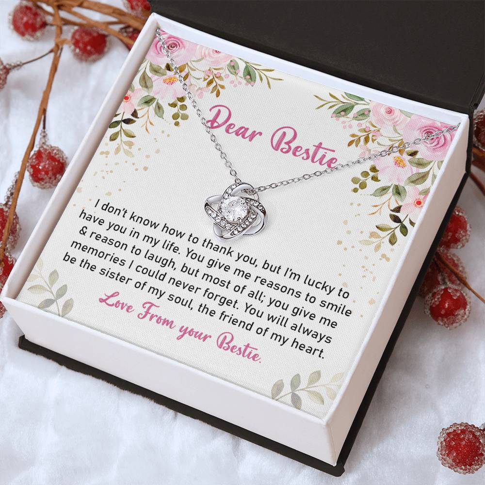 Best Friend Necklace Gift for Her with Floral Message Card from Bestie