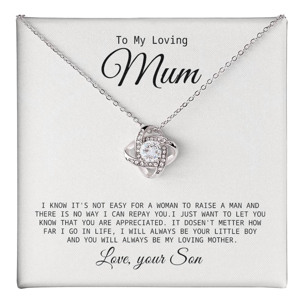 To My Mum Necklace from Son – Heartfelt Gift for Mum with Message Card