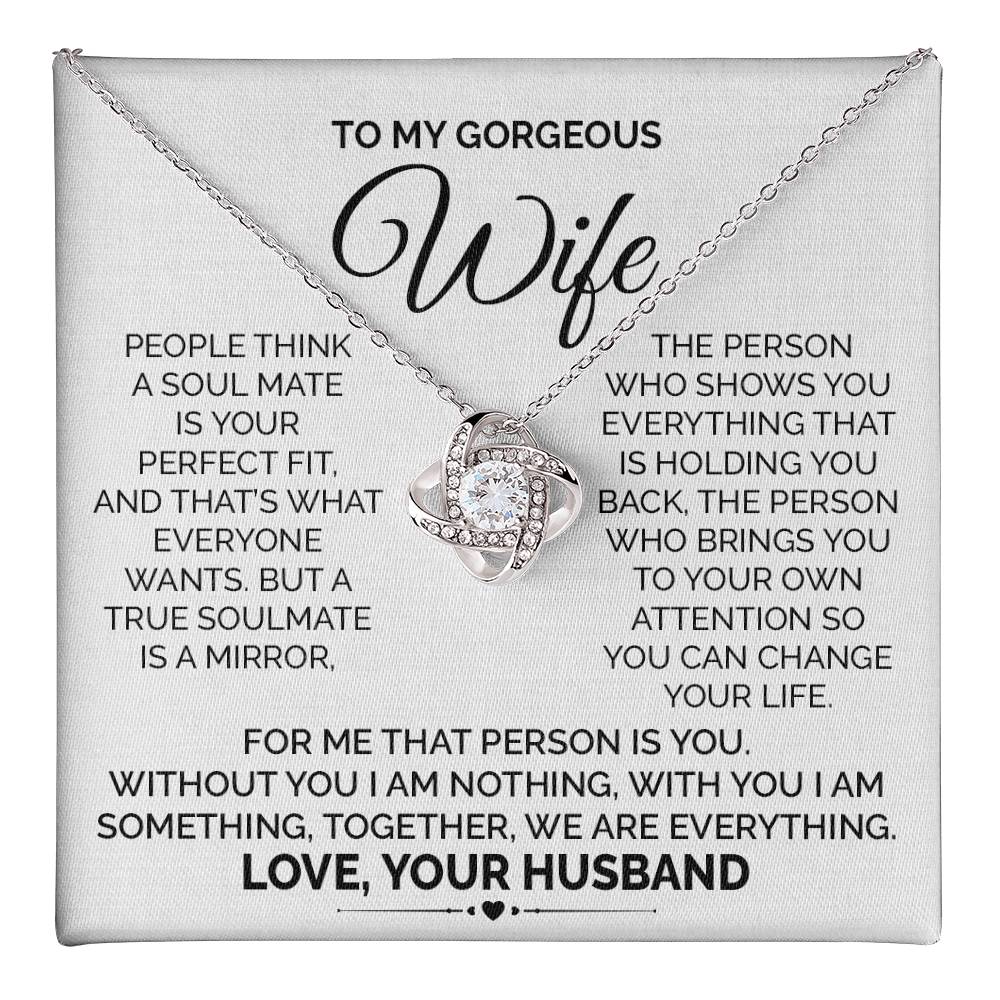 Soulmate Necklace Gift for Gorgeous Wife With Message Card