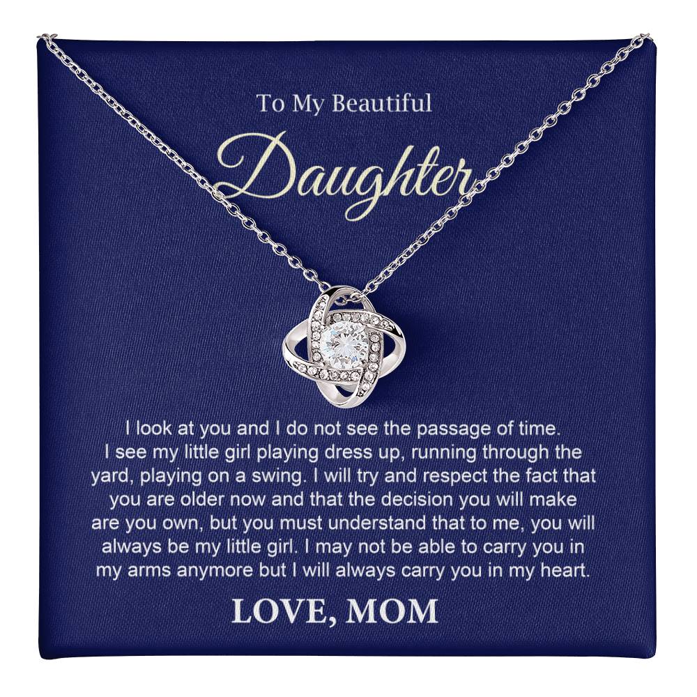To My Daughter Necklace Gift from Mom with Keepsake Note