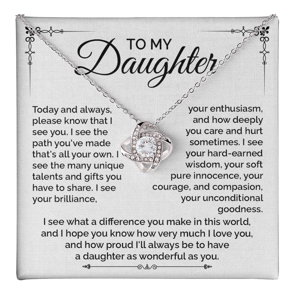 Daughter Gift Necklace with Heartfelt Message of Love
