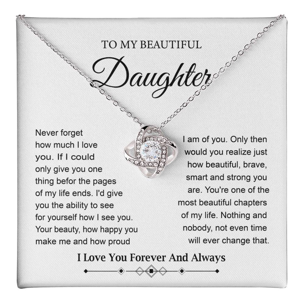 To My Daughter Love Knot Necklace with Poetic Note