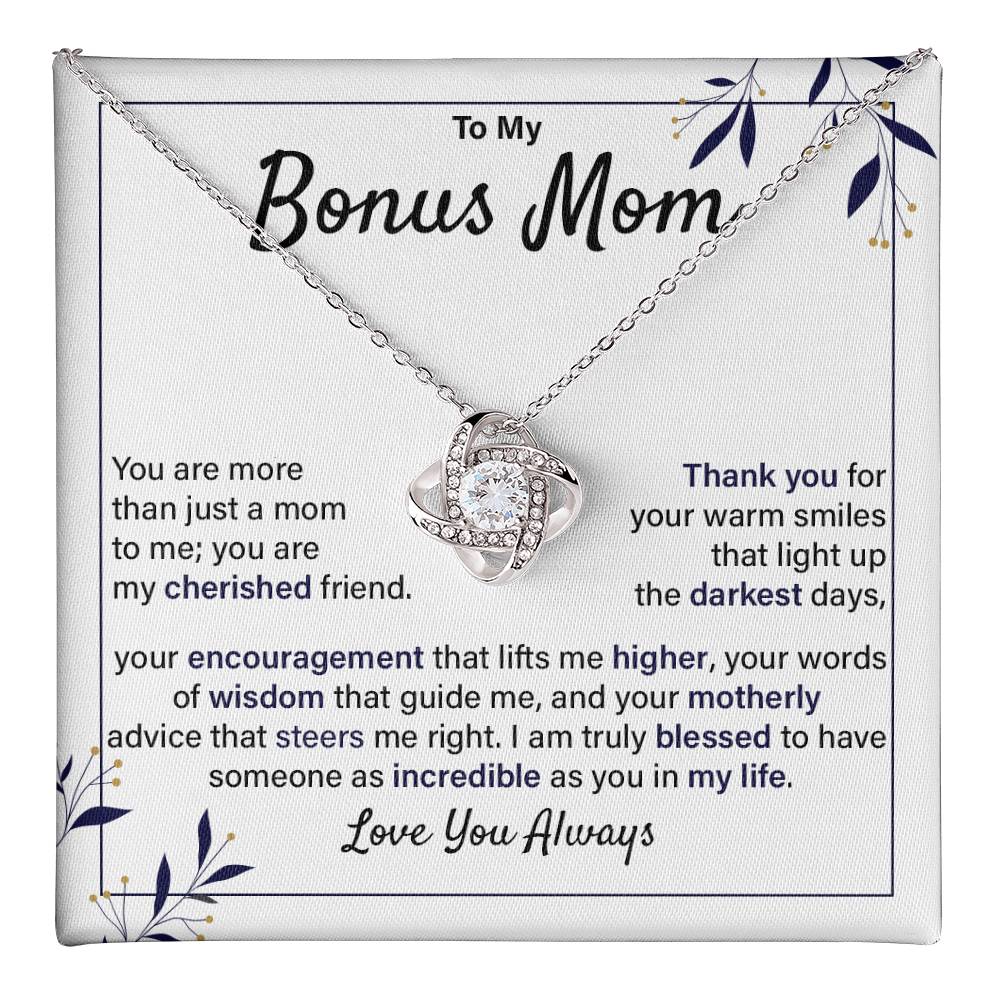 Bonus Mom Necklace Gift from Daughter with Card