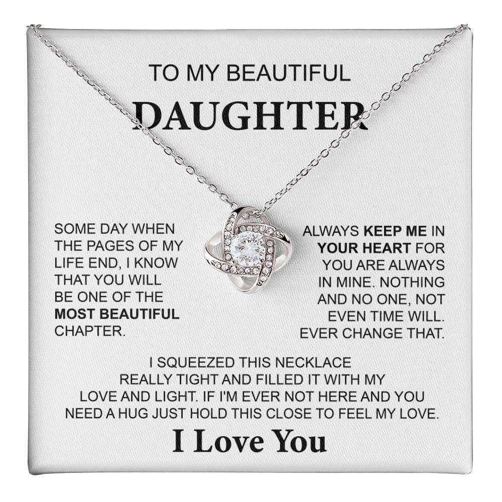 To My Daughter Necklace with Hug Message from Mom or Dad
