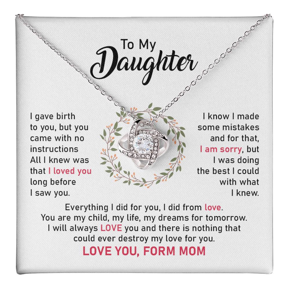 Daughter Necklace from Mom with Apology and Love Message