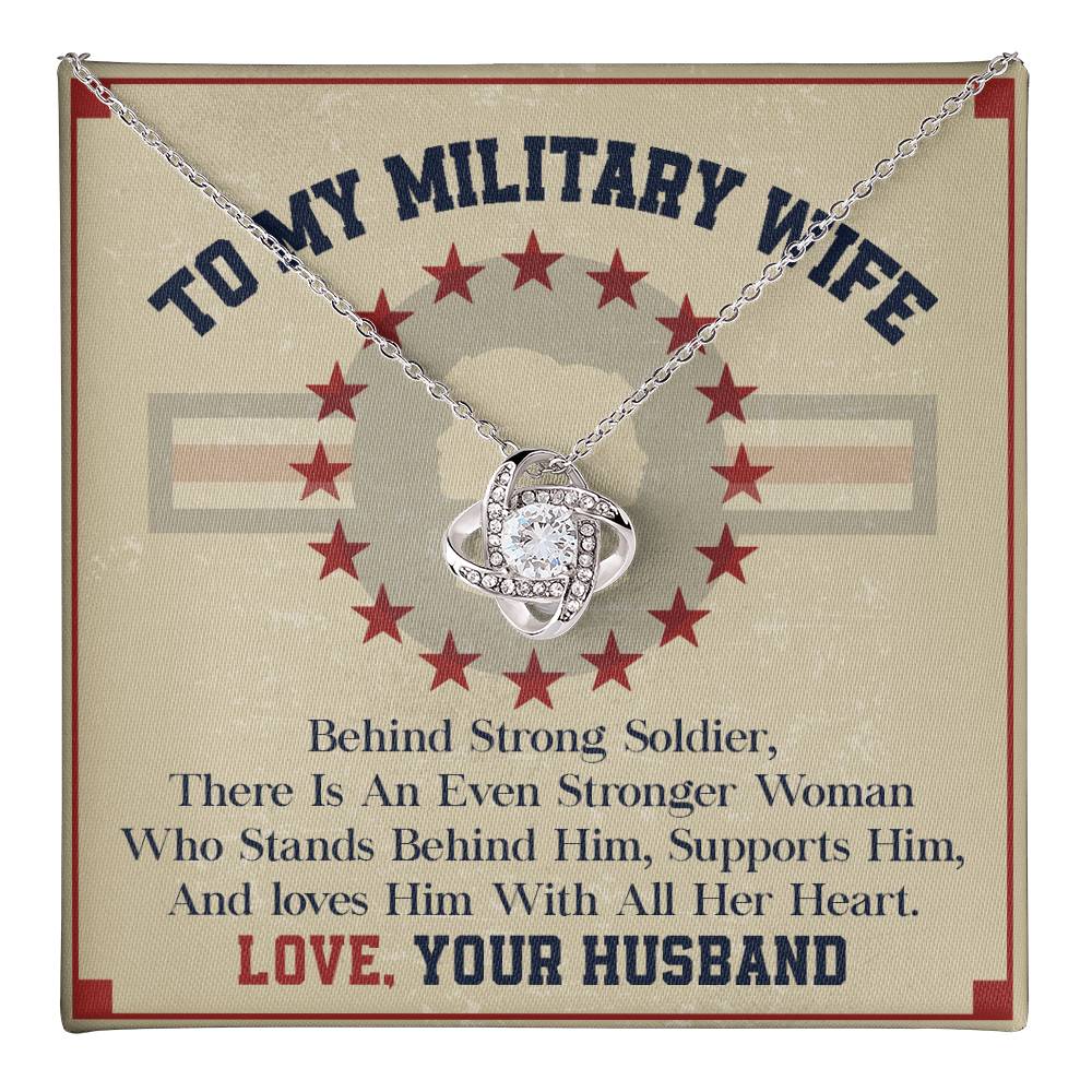 To My Military Wife Necklace with Patriotic Message Card