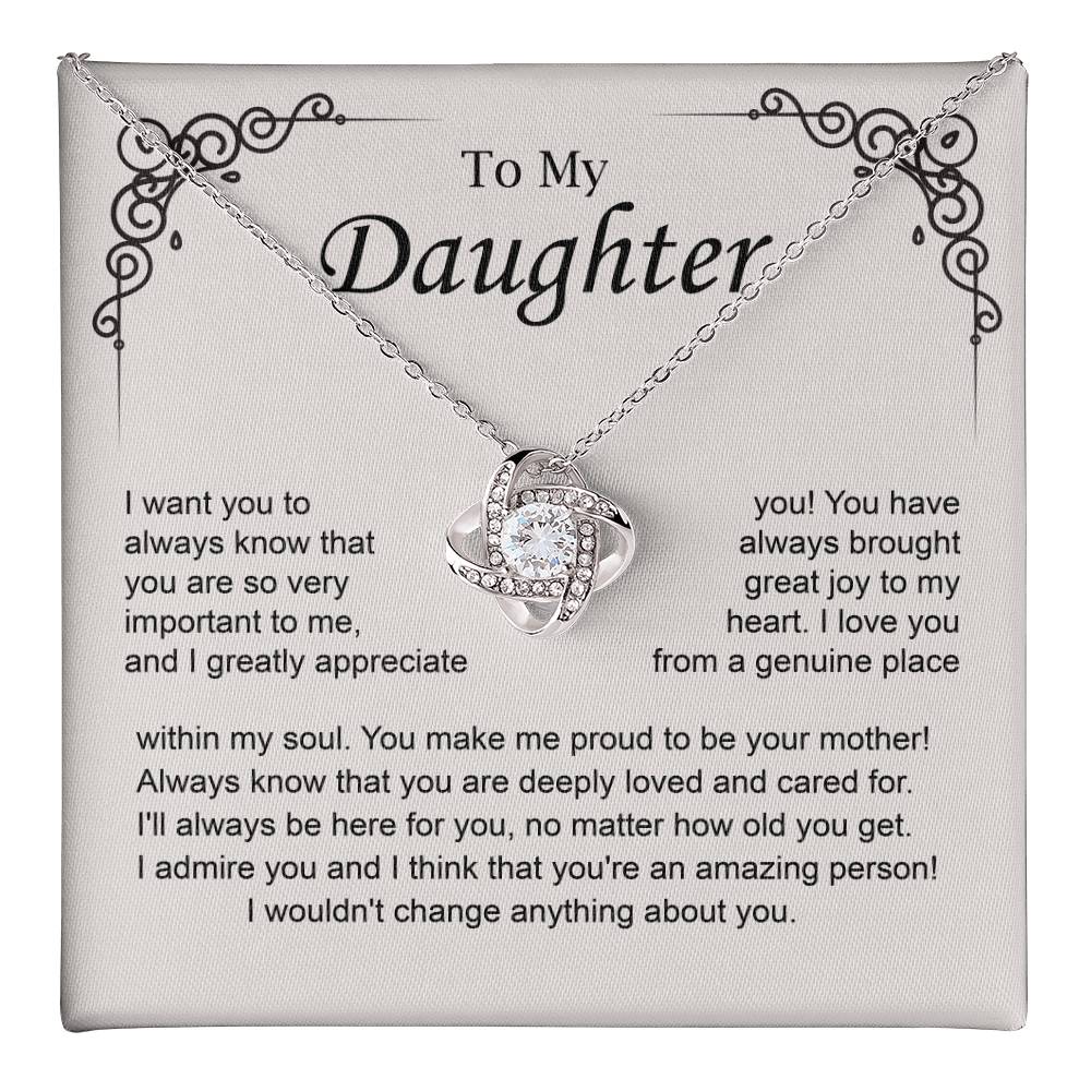 To My Daughter Love Knot Necklace from Mom Gift