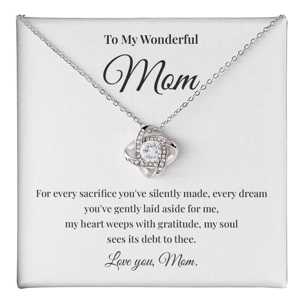 Necklace Gift for Wonderful Mom With Love Knot Pendant