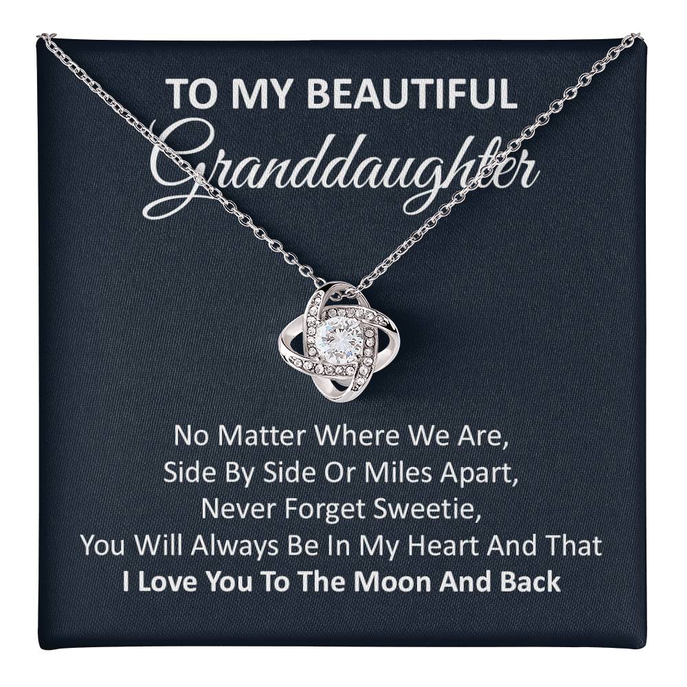 Granddaughter Necklace Gift with Moon and Back Quote