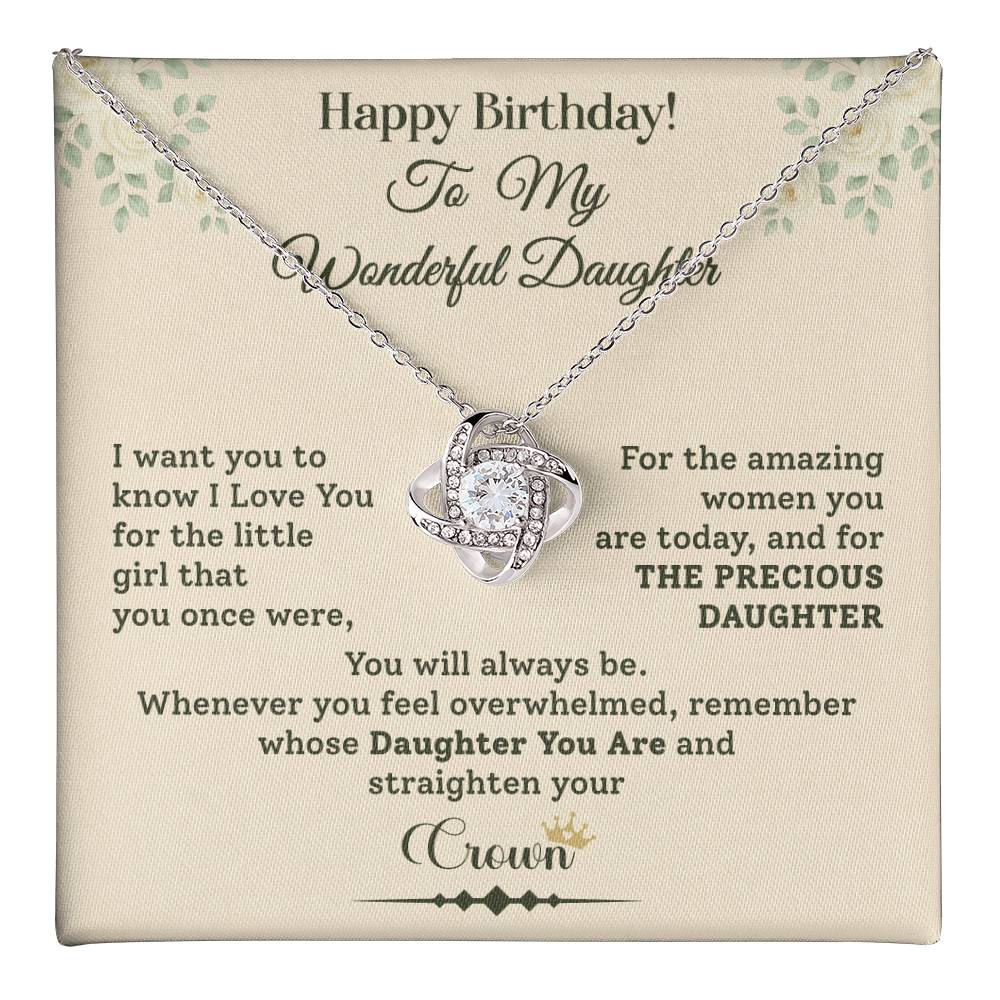 Birthday Necklace Gift for Daughter Crown Message Card