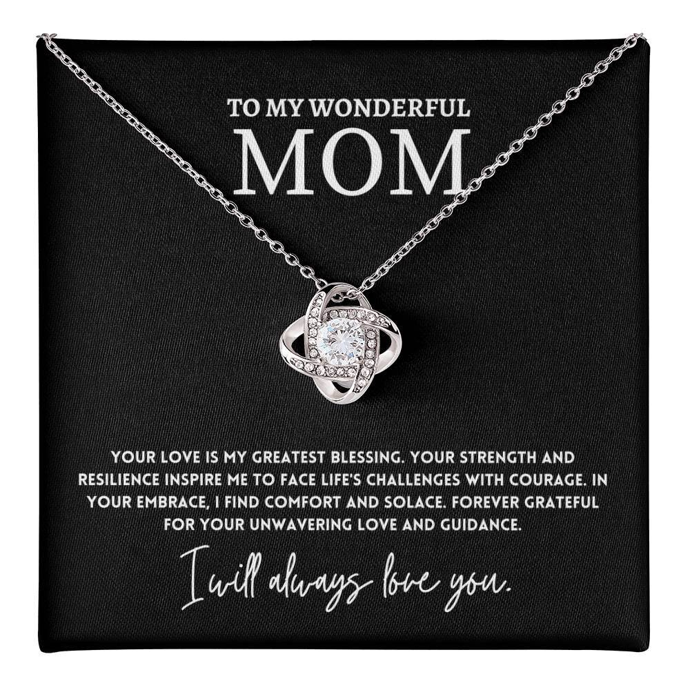 To My Wonderful Mom Necklace Gift with Message Card