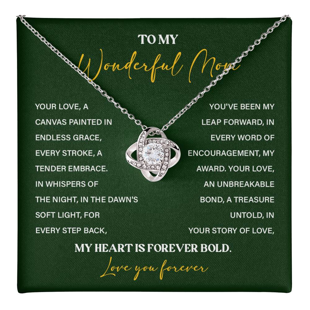 To My Wonderful Mom Necklace with Message Card Gift Box