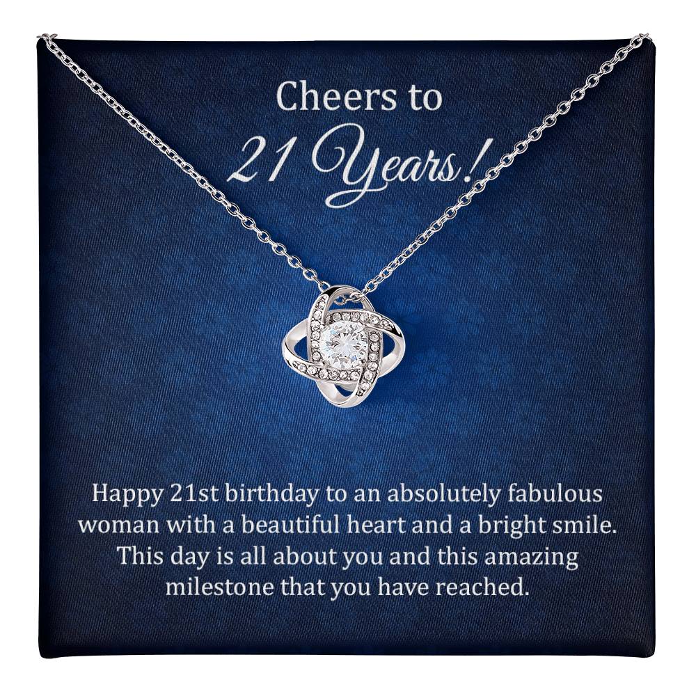 21st Birthday Necklace Gift with Elegant Message Card