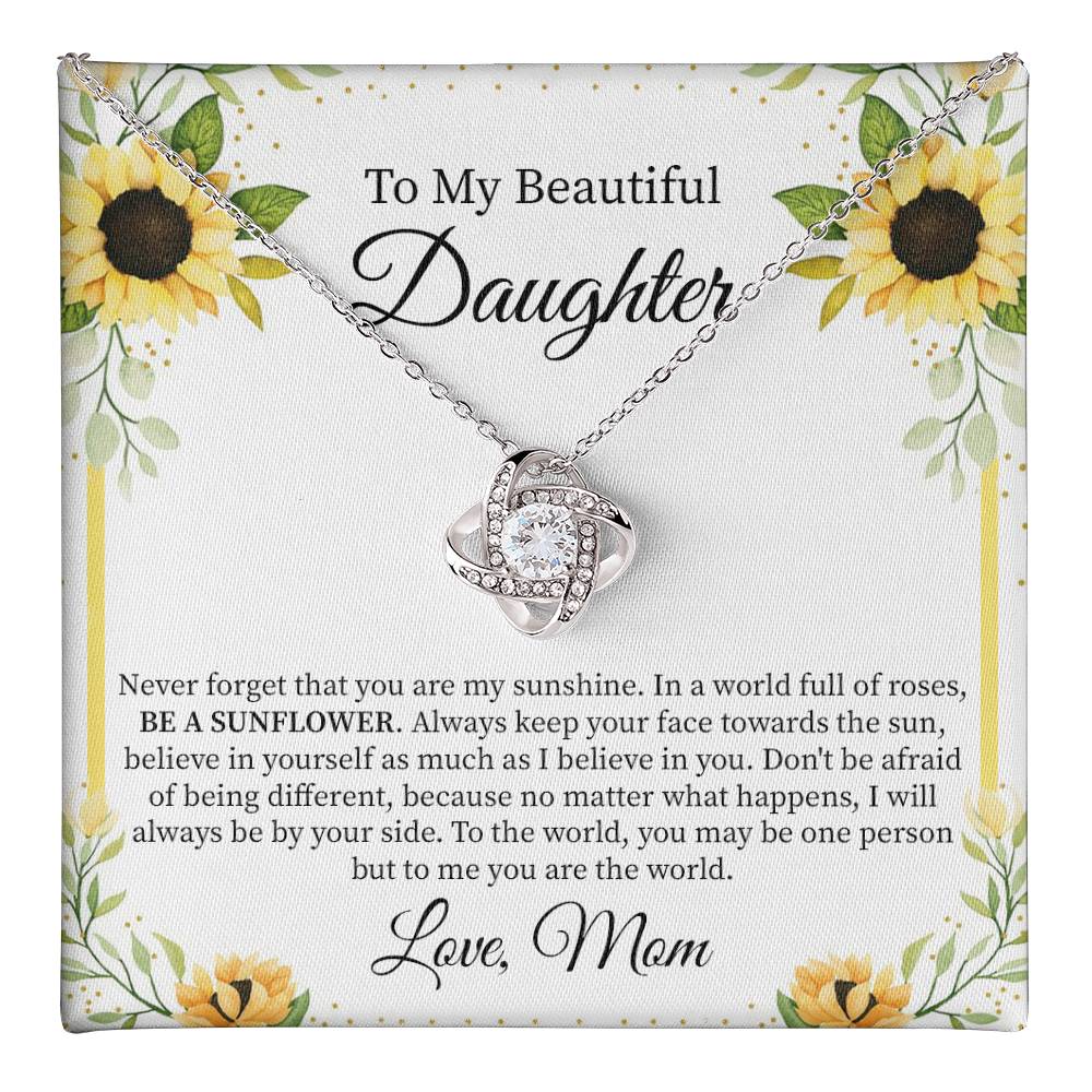 Daughter Necklace Gift from Mom with Sunflower Card