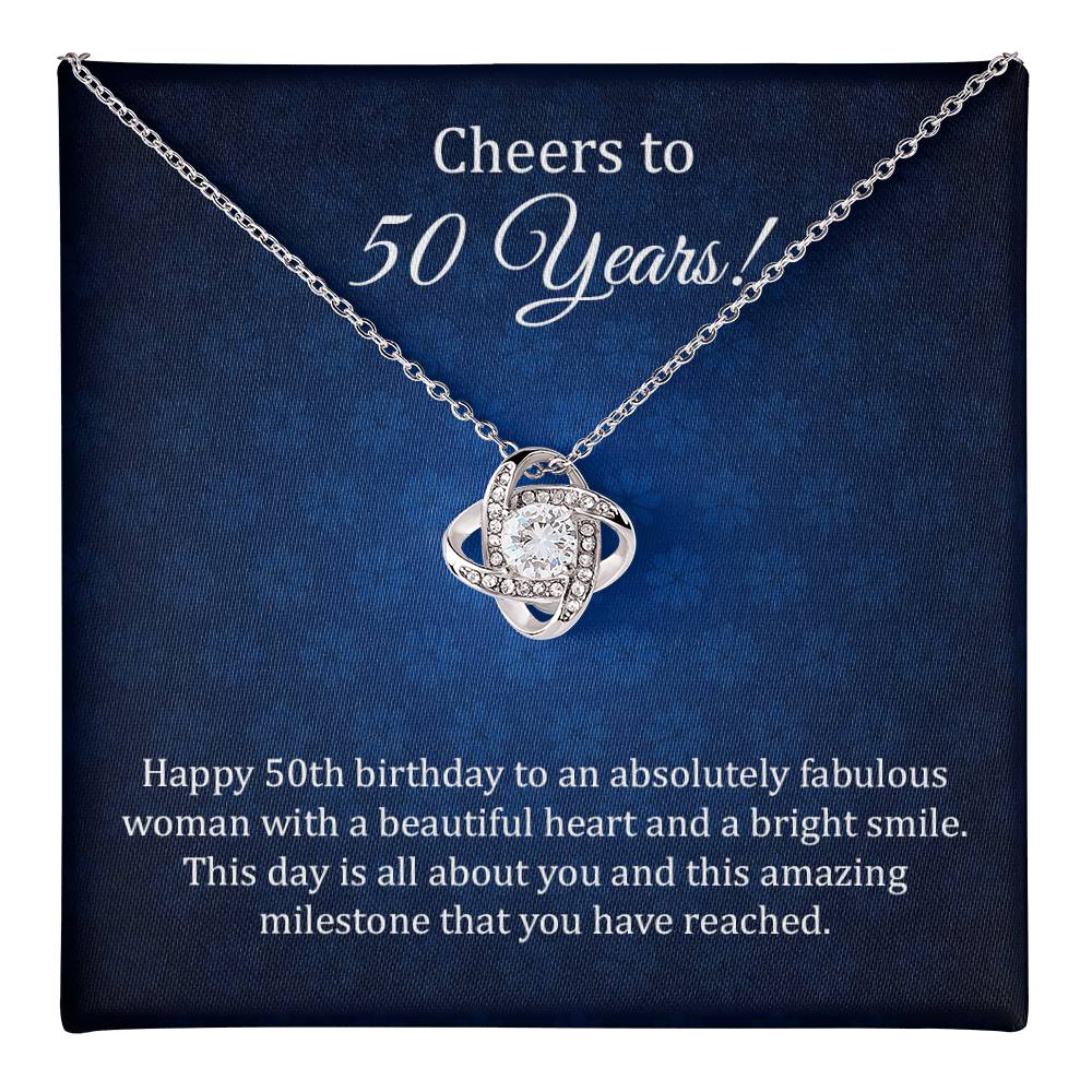 50th Birthday Necklace Gift with Elegant Milestone Card