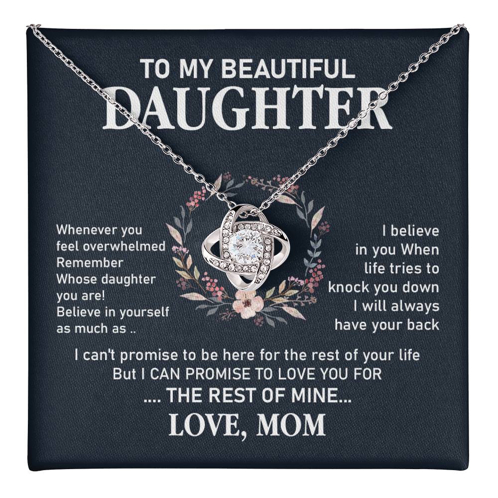 Daughter Necklace Gift from Mom with Support Message