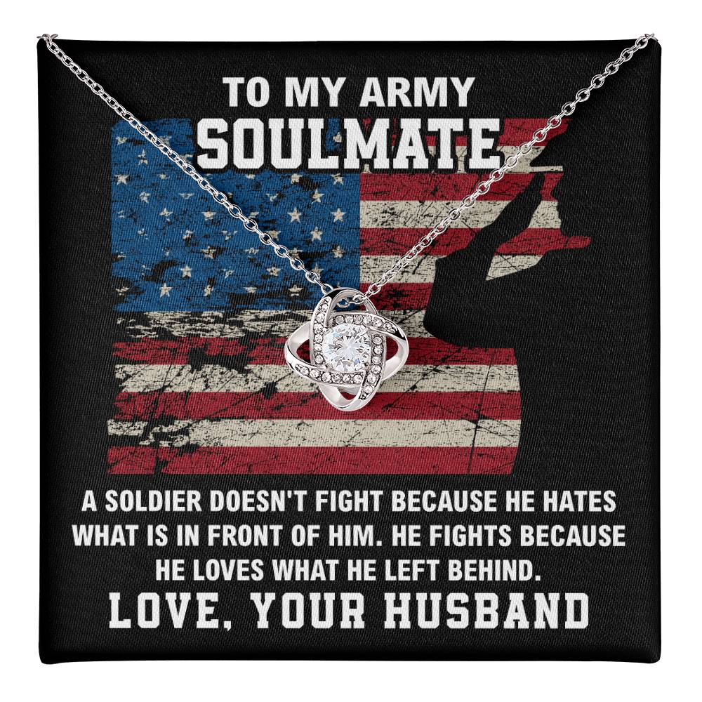 To My Army Soulmate Necklace Gift with Message from Husband