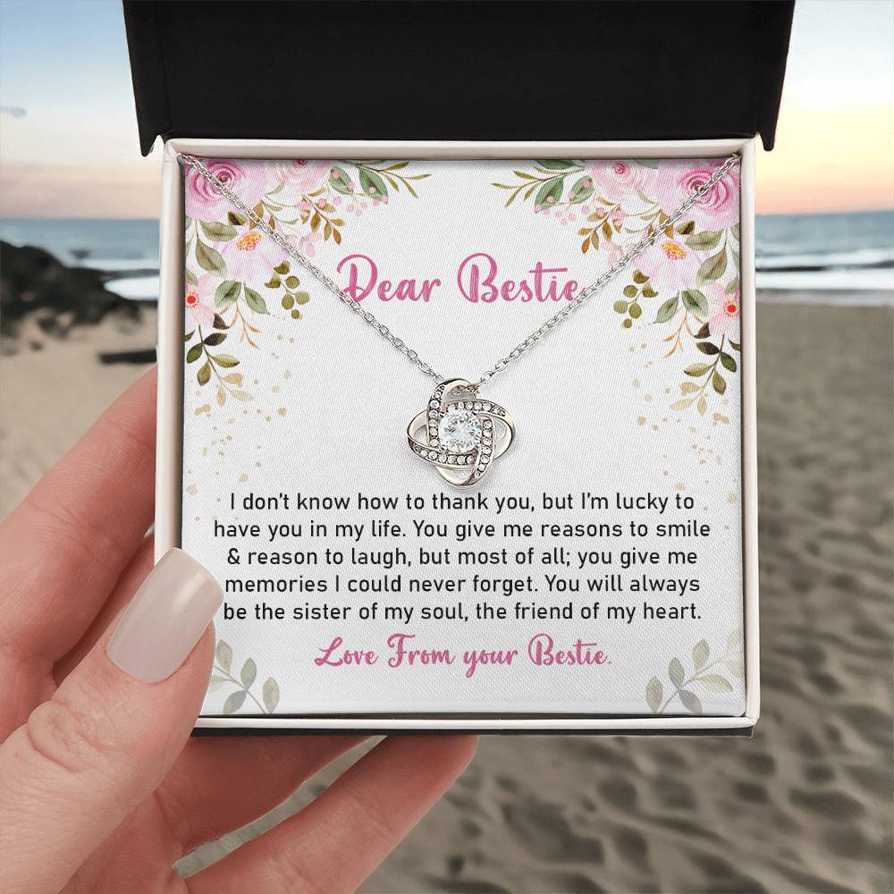 Best Friend Necklace Gift for Her with Floral Message Card from Bestie