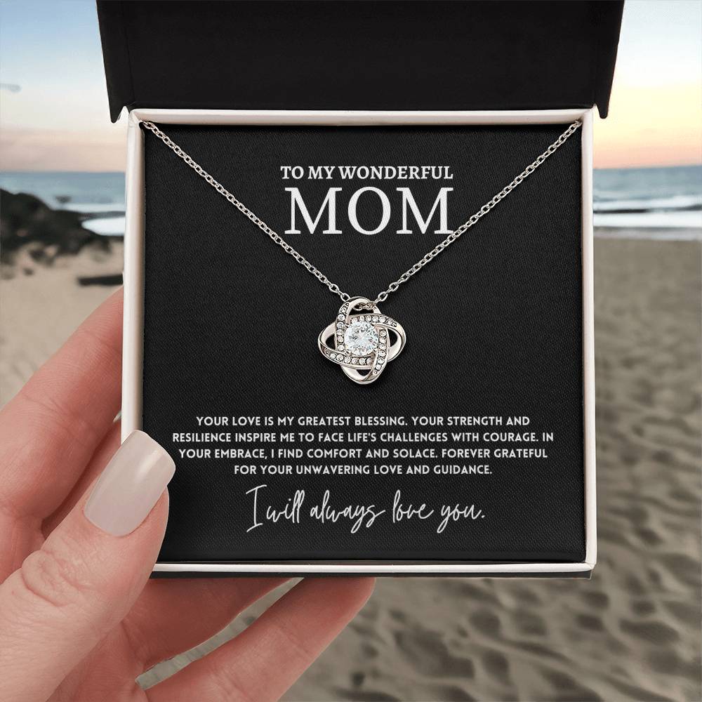 To My Wonderful Mom Necklace Gift with Message Card