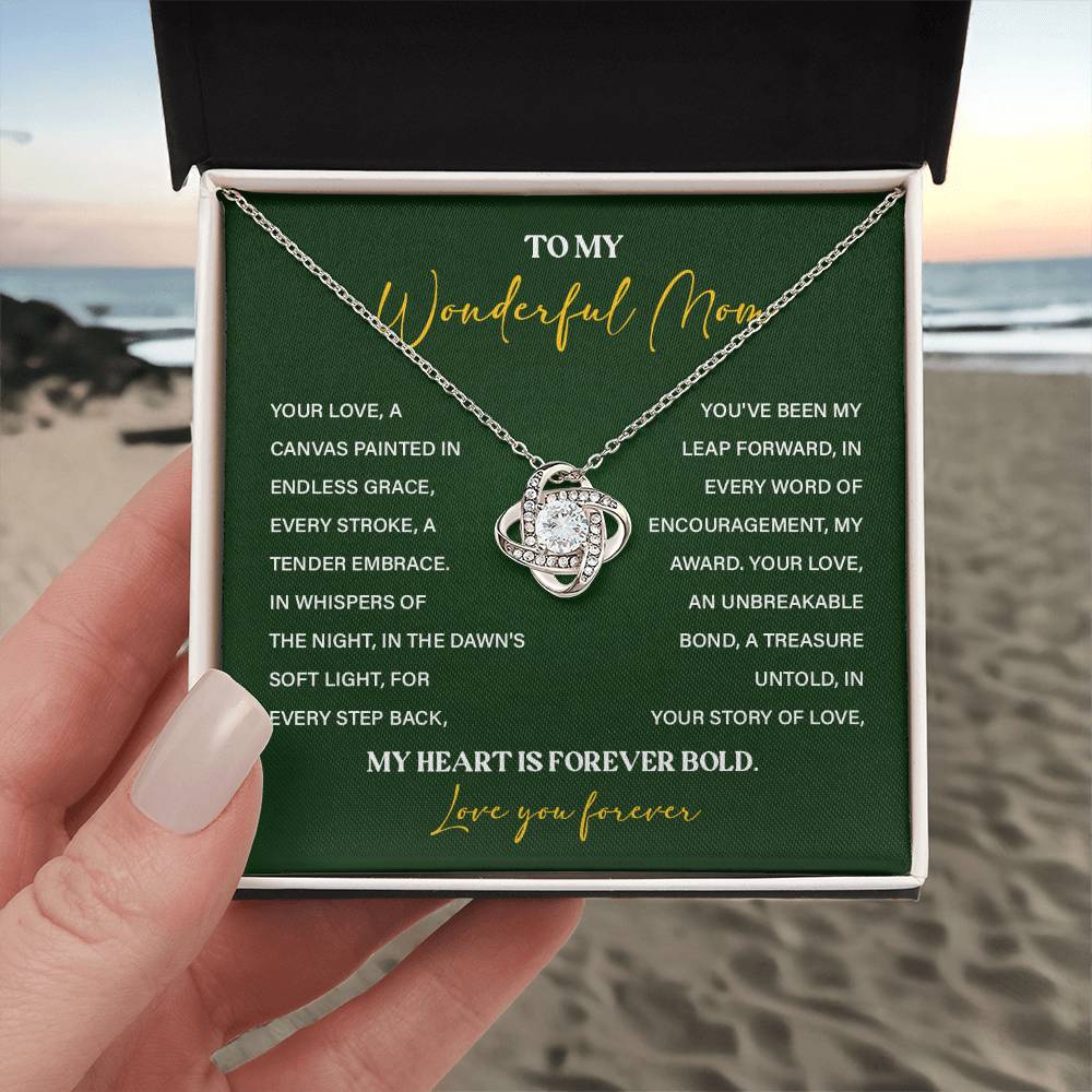 To My Wonderful Mom Necklace with Message Card Gift Box