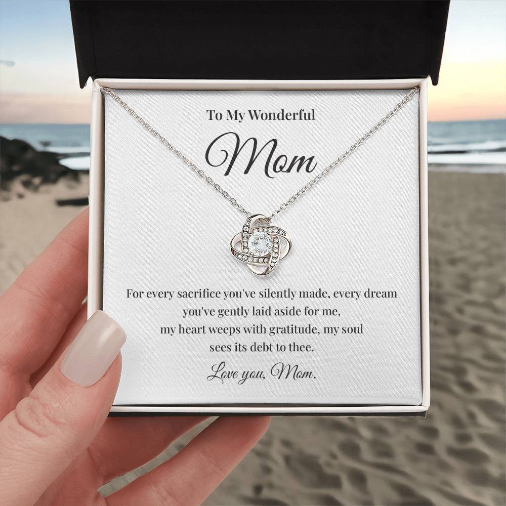 Necklace Gift for Wonderful Mom With Love Knot Pendant