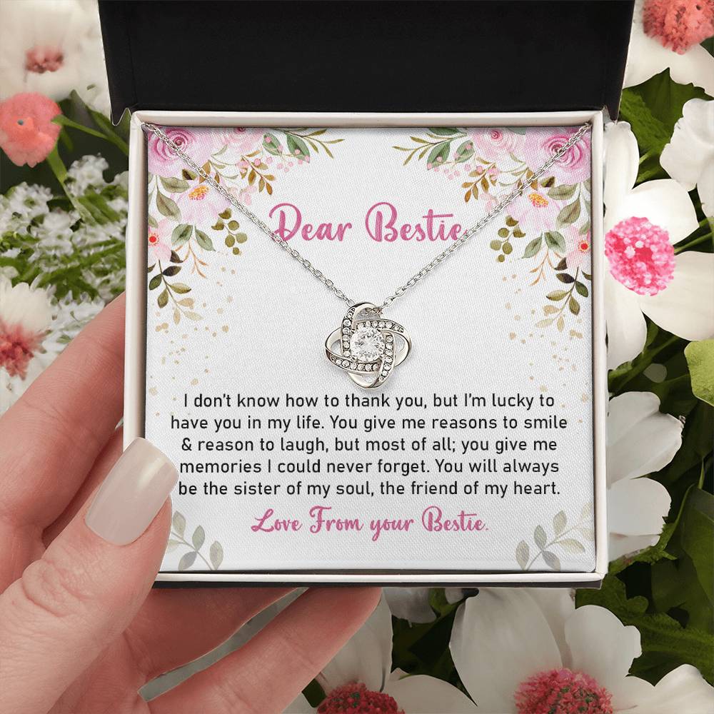 Best Friend Necklace Gift for Her with Floral Message Card from Bestie