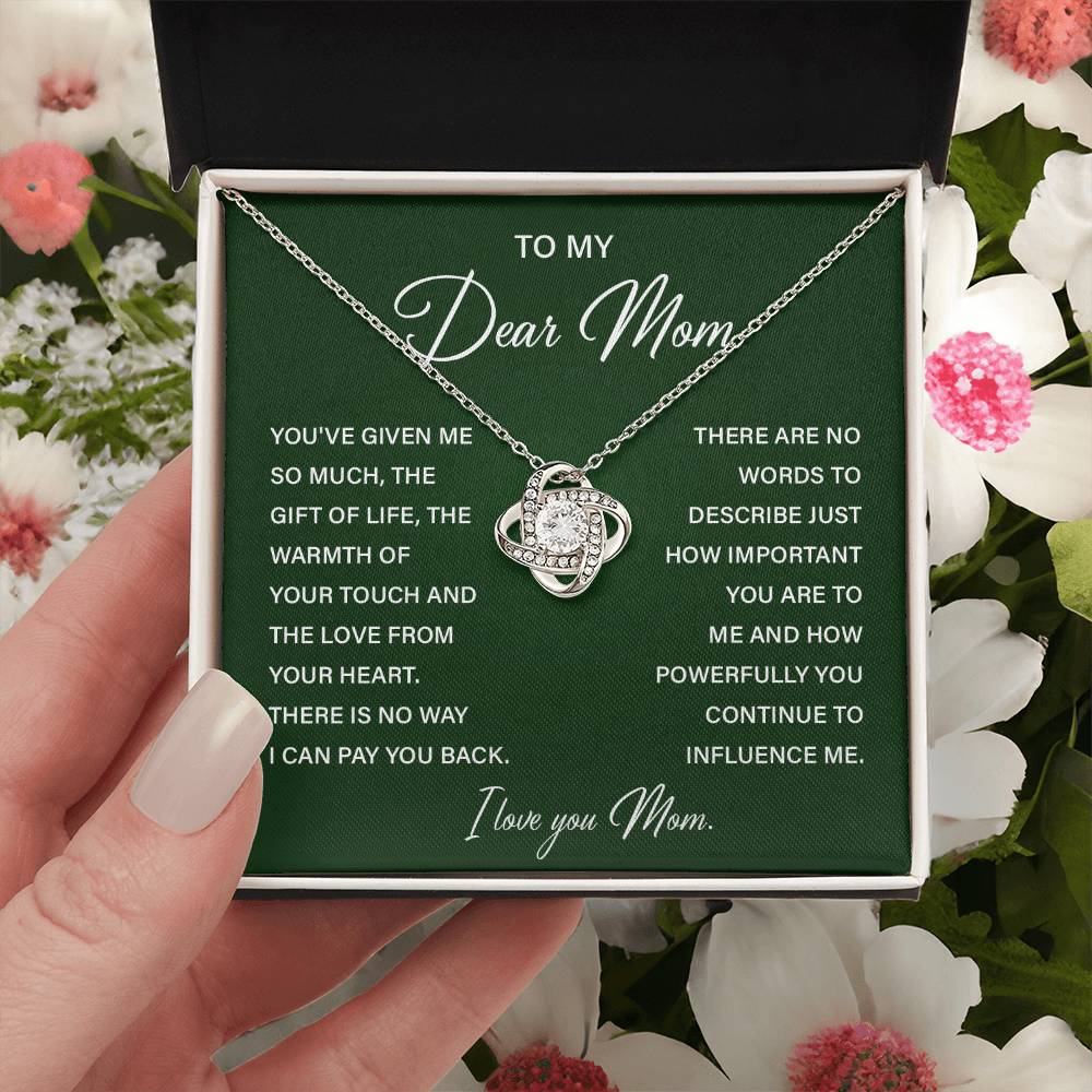 I Love You Mom Necklace with Emotional Gift Note