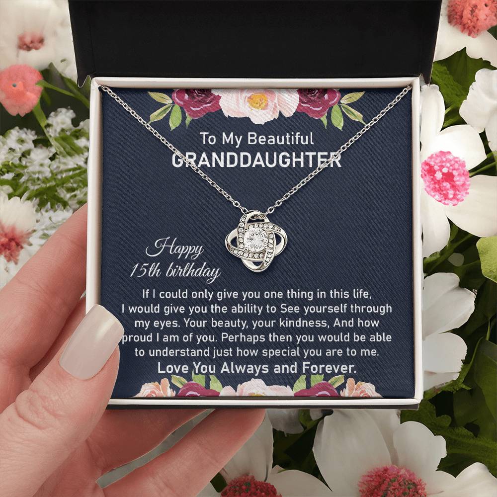 15th Birthday Necklace for Granddaughter With Message Card