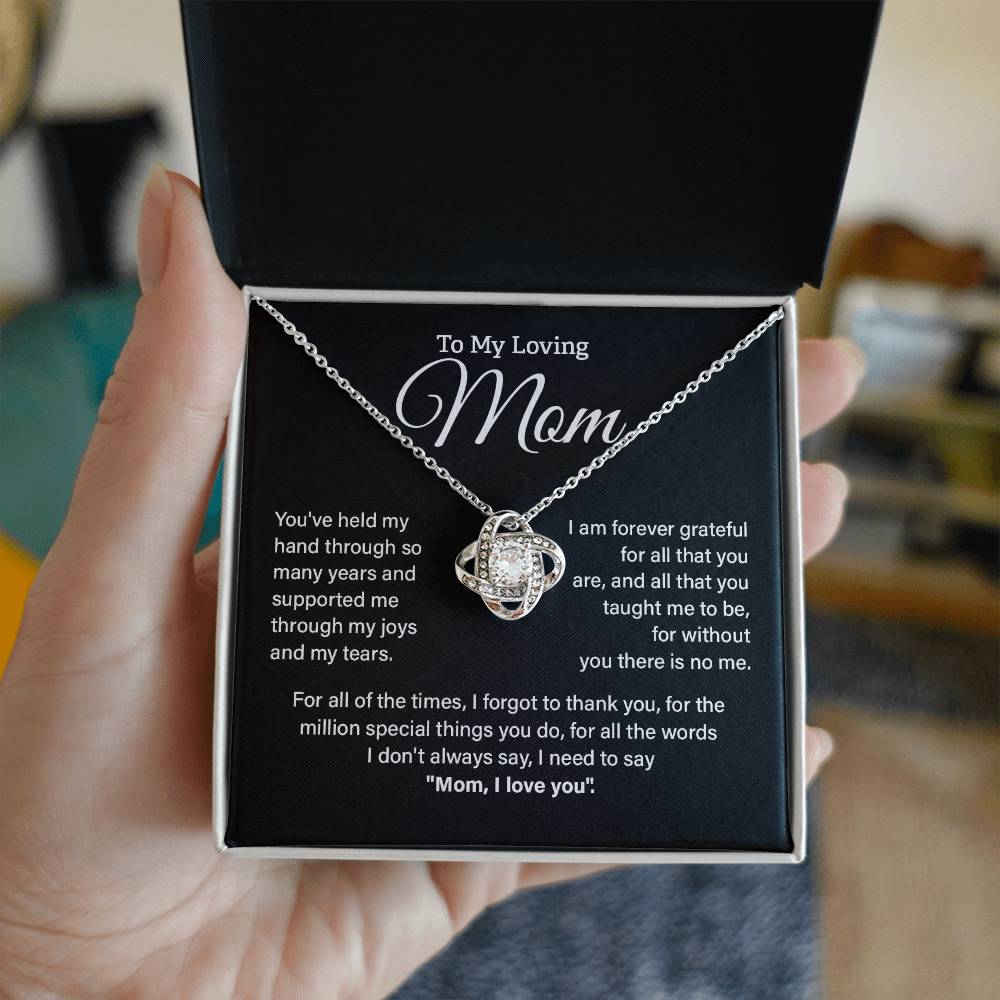 Loving Mom Necklace Gift from Son or Daughter – Thank You Quote Card
