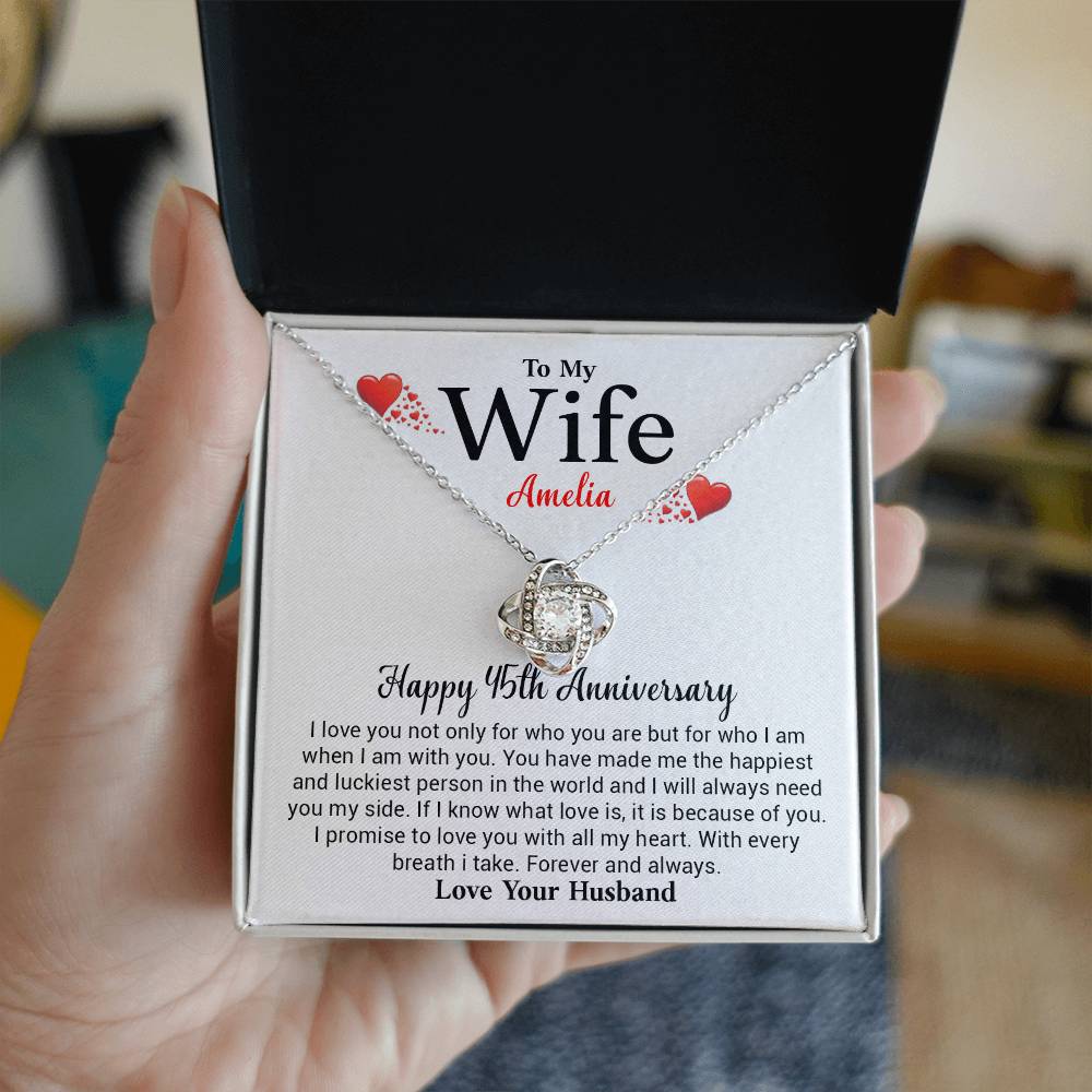 To My Wife Amelia Necklace – Romantic 15th Anniversary Jewelry Gift, Celebrating Love, Happiness, And A Lifetime Together