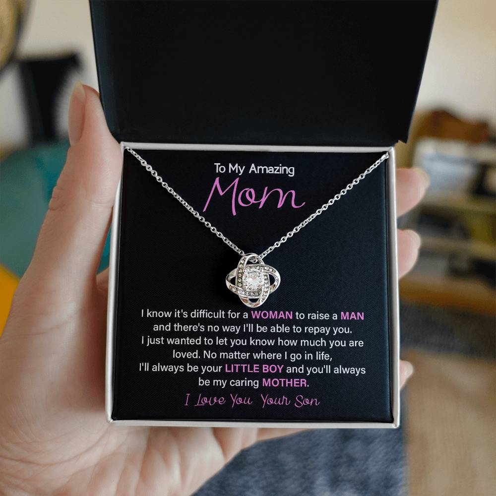Necklace for Mom from Son – You Raised a Man Message Card Gift