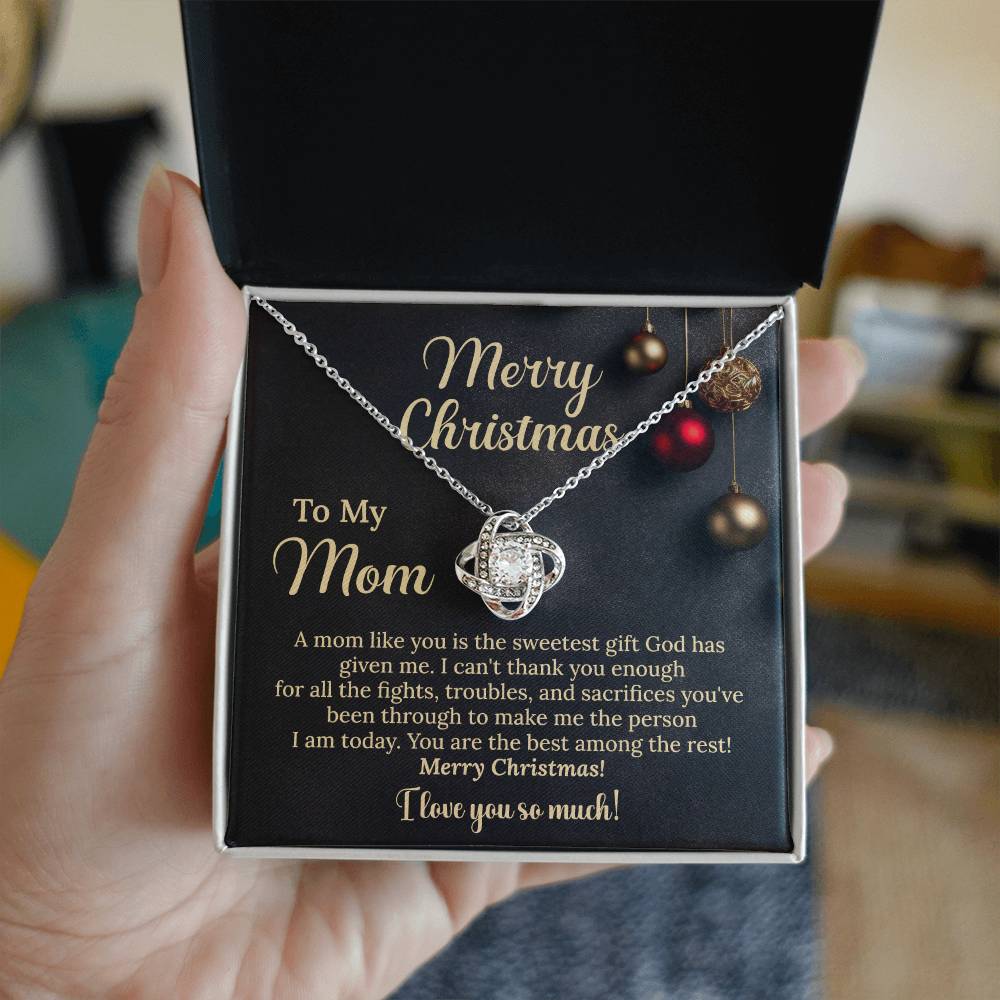Christmas Necklace Gift for Mom Sweet Holiday Message Card