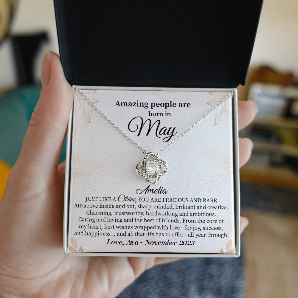 May Birthday Gift for Her – Elegant Necklace with Card