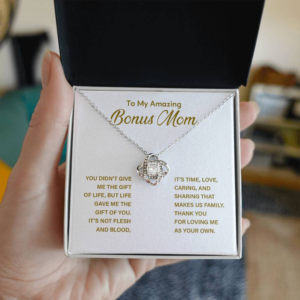 Bonus Mom Necklace with Message Card – Thank You for Loving Me
