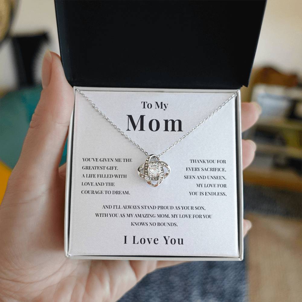 Necklace Gift for Mom from Son with Endless Love Message Card
