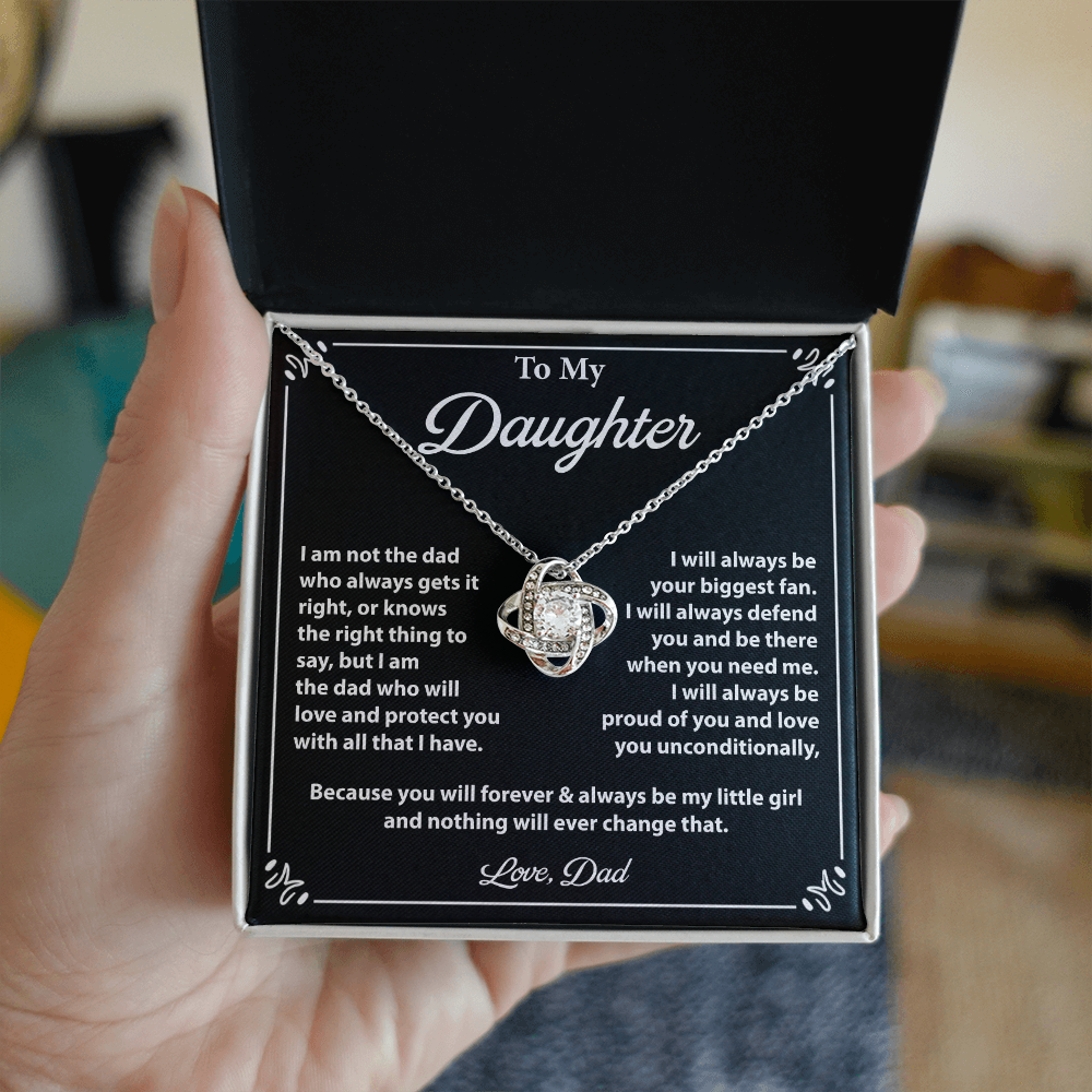 Gift for Daughter from Dad - Forever My Little Girl Necklace with Heartfelt note