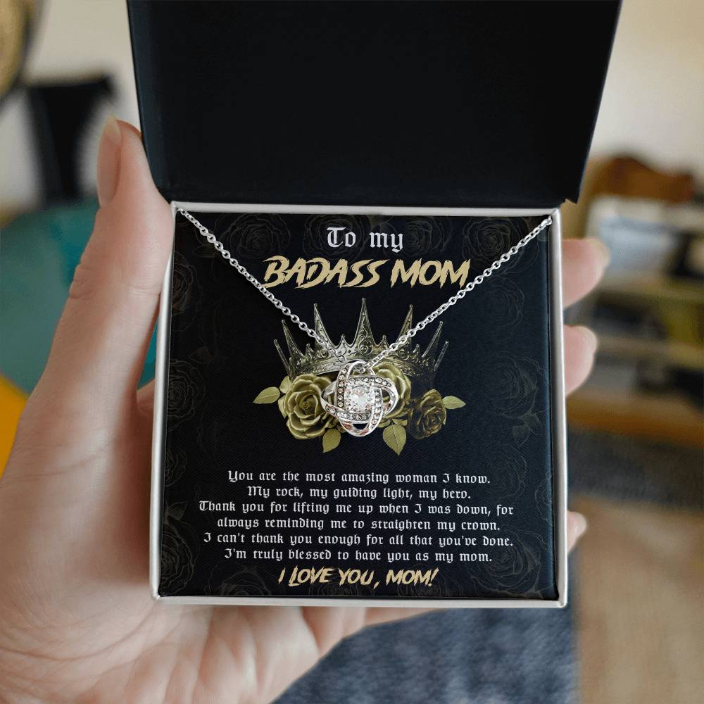 Badass Mom Necklace Gift with Crown Message Card – Fierce & Loving