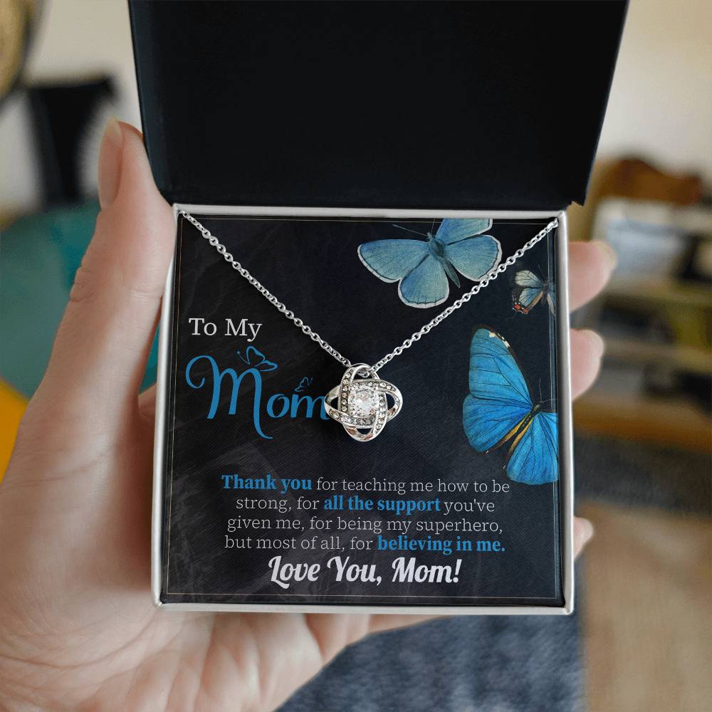Thank You Mom Necklace – Gift for Believing in Me with Butterfly Card