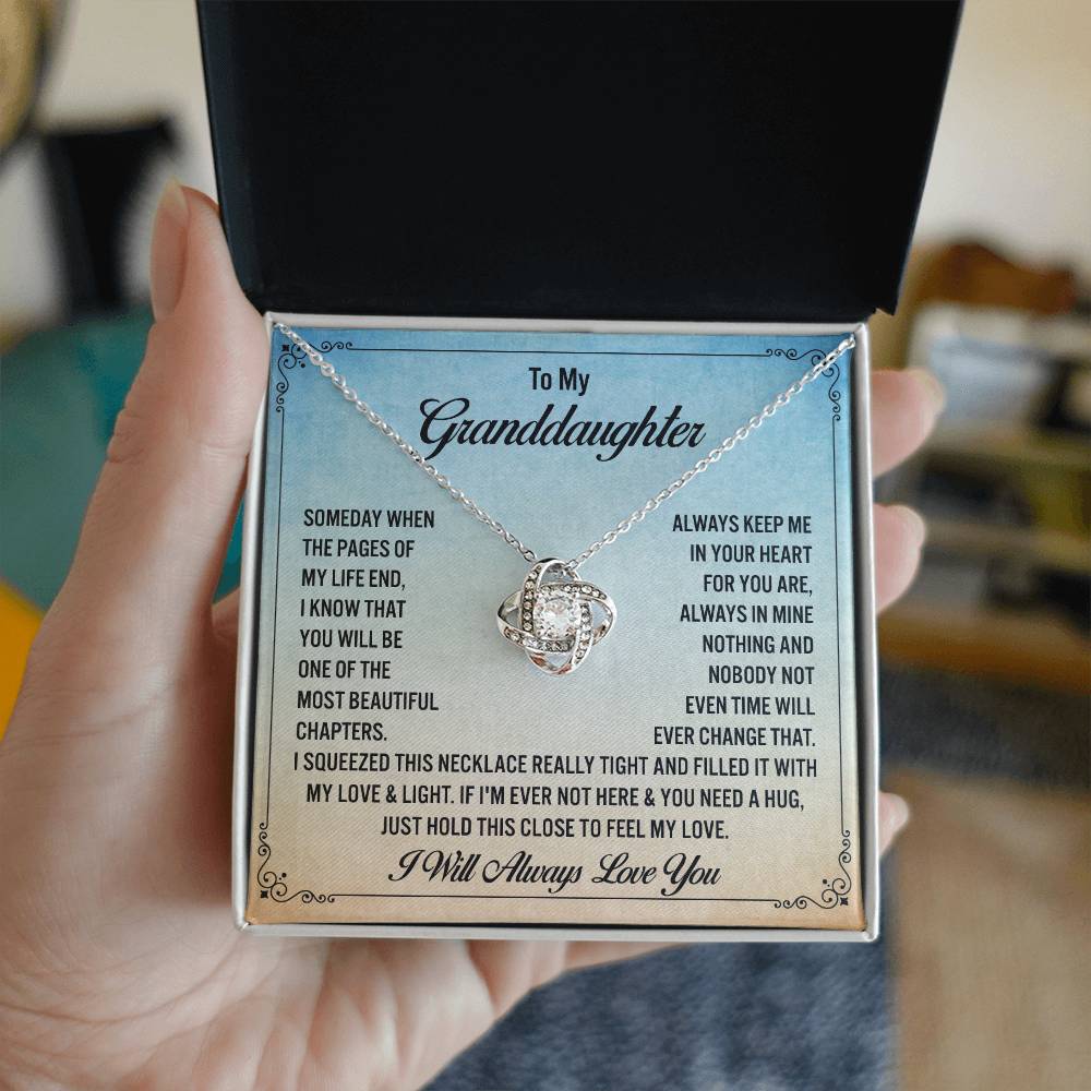 To My Granddaughter Jewelry, Love Knot Necklace For Granddaughter From Grandpa & Grandma, I Will Always Love You.