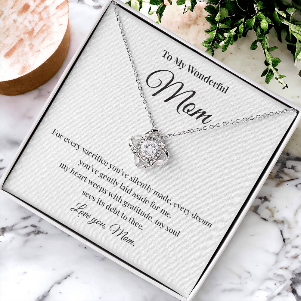 Necklace Gift for Wonderful Mom With Love Knot Pendant