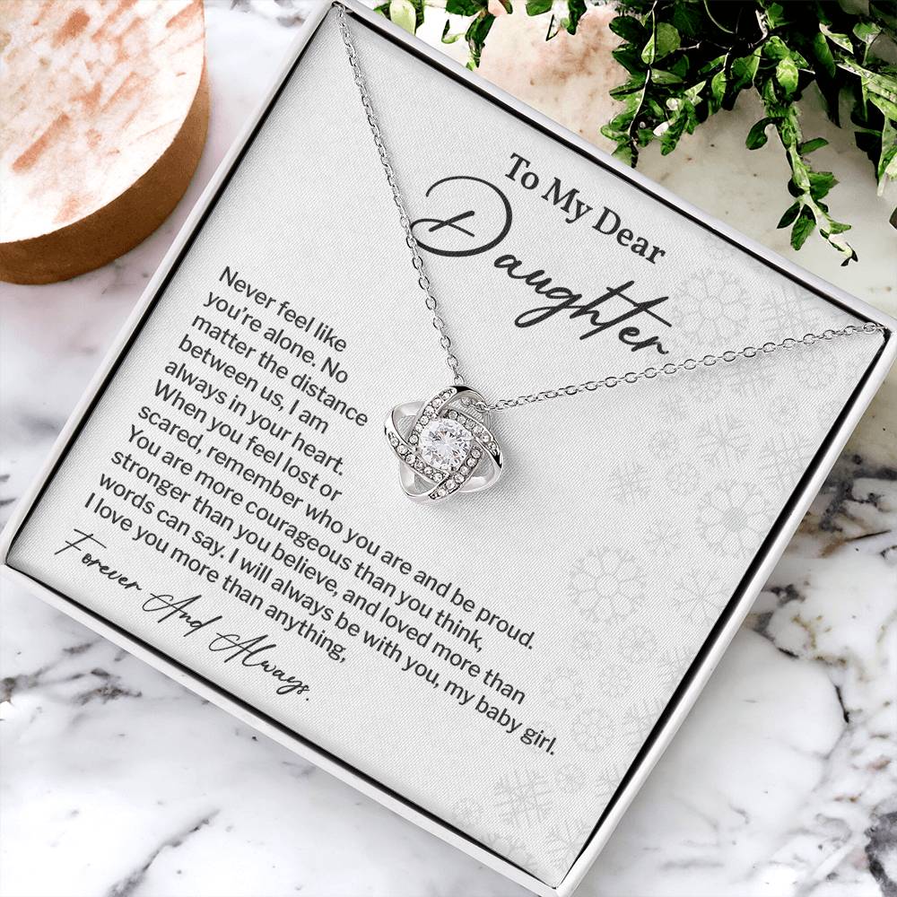 To My Dear Daughter Love Knot Necklace Emotional Love Knot Jewelry For Daughter Motivational Love Knot Necklace For Daughter Forever Love Daughter Necklace Emotional Keepsake Necklace For Daughter Motivational Gift For Daughter Emotional Jewelry Gift