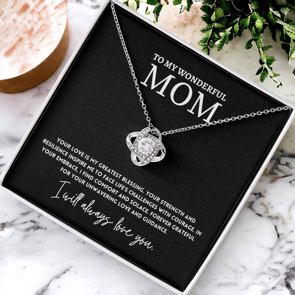 To My Wonderful Mom Necklace Gift with Message Card