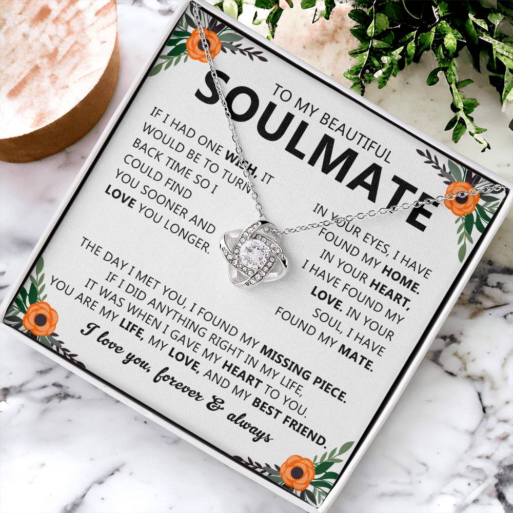 Soulmate Necklace Gift for Women, With Romantic Message Card