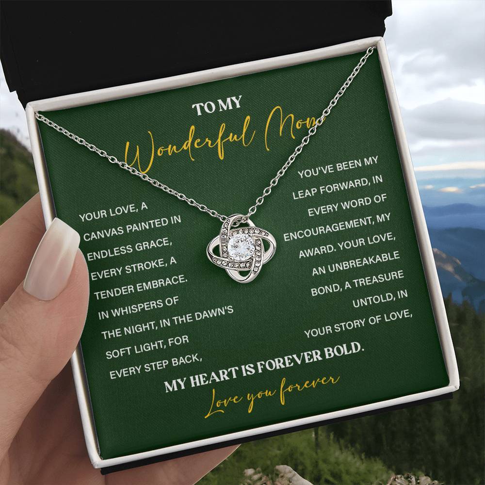 To My Wonderful Mom Necklace with Message Card Gift Box