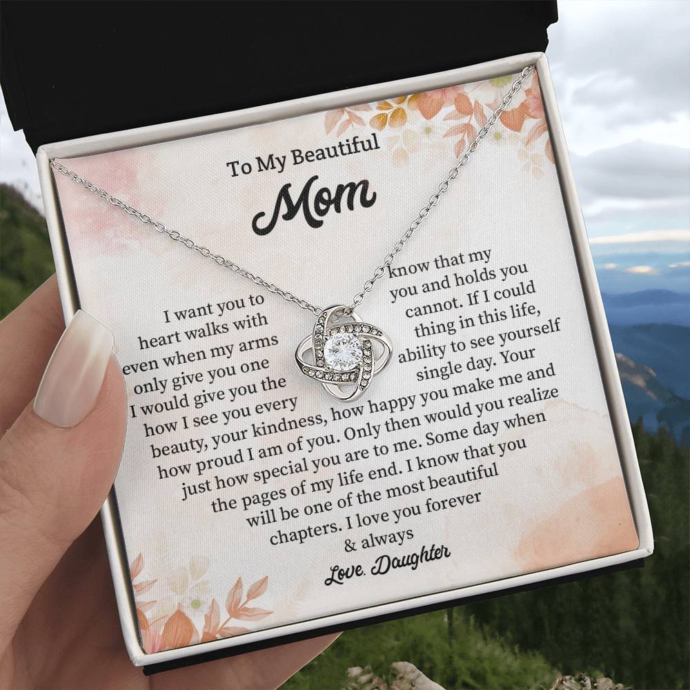 Daughter to Mom Gift Necklace with Message Card