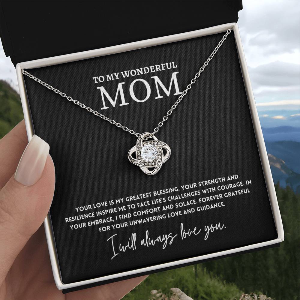 To My Wonderful Mom Necklace Gift with Message Card